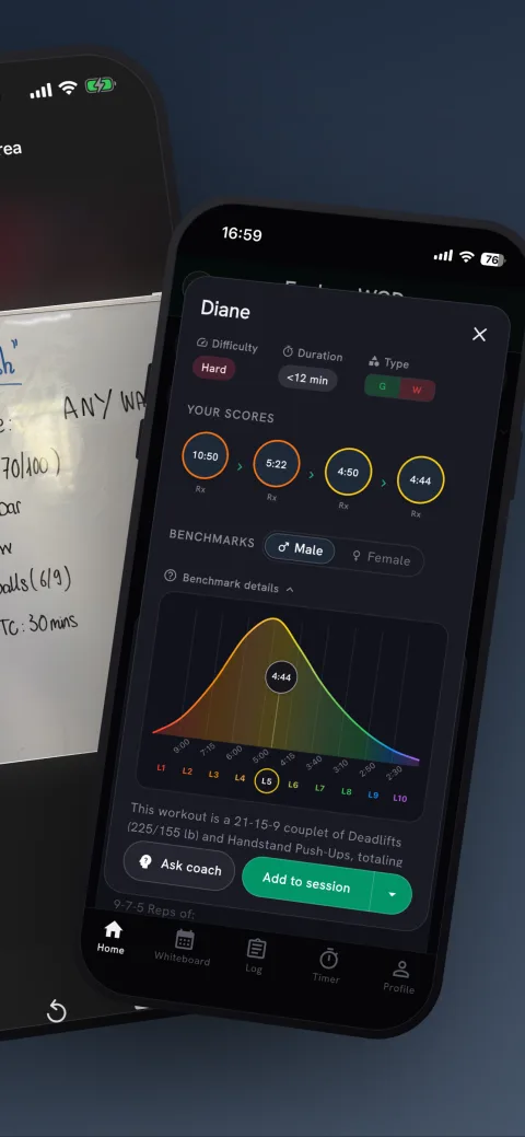 PRzilla app screenshot — Analyze a benchmark WOD