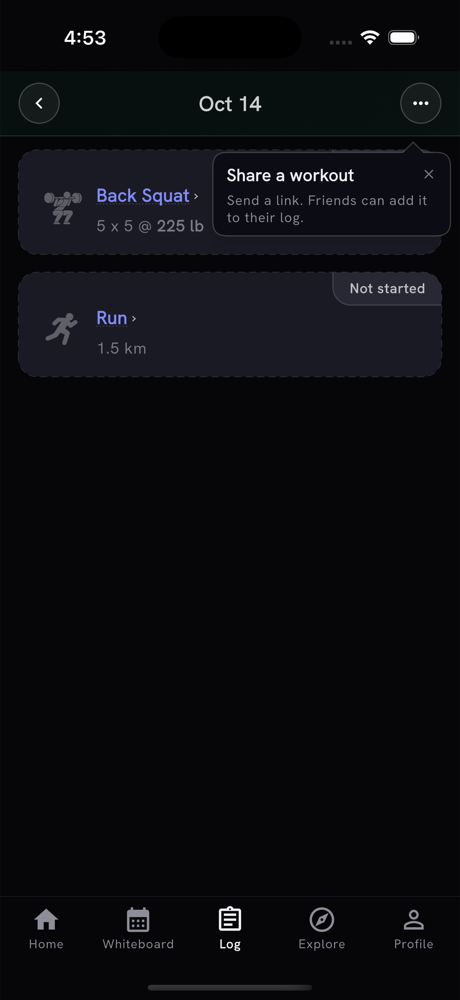 Summary of the same Run activity showing 1.5 km